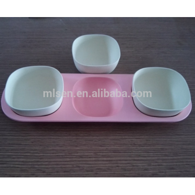 2018 new designed bamboo fiber bowl with tray 3 in 1