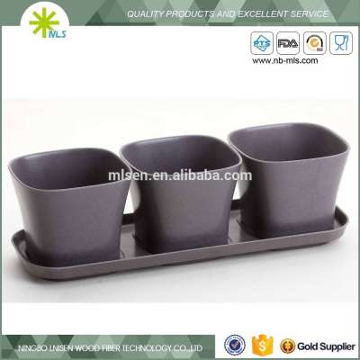 Popular design bamboo fiber flower pot with tray