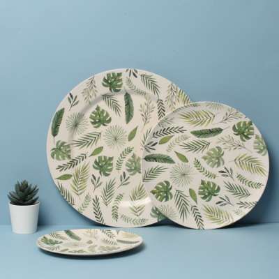 MLS hot sell  round restaurant plate bamboo fiber tableware sets